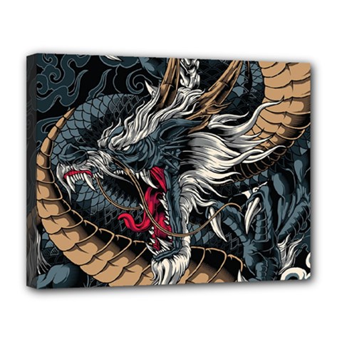 Dragon Snake Legend Japanese Mythology Canvas 14  x 11  (Stretched) from ArtsNow.com