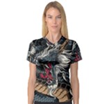 Dragon Snake Legend Japanese Mythology V-Neck Sport Mesh T-Shirt