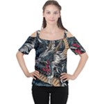 Dragon Snake Legend Japanese Mythology Cutout Shoulder T-Shirt