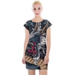 Dragon Snake Legend Japanese Mythology Cap Sleeve Bodycon Dress