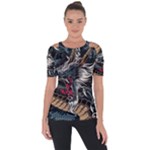 Dragon Snake Legend Japanese Mythology Shoulder Cut Out Short Sleeve Top