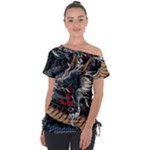 Dragon Snake Legend Japanese Mythology Off Shoulder Tie-Up T-Shirt