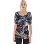 Dragon Snake Legend Japanese Mythology Wide Neckline T-Shirt