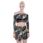 Dragon Snake Legend Japanese Mythology Off Shoulder Top with Mini Skirt Set