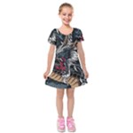 Dragon Snake Legend Japanese Mythology Kids  Short Sleeve Velvet Dress