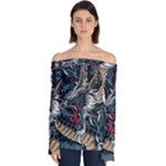 Dragon Snake Legend Japanese Mythology Off Shoulder Long Sleeve Top