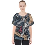 Dragon Snake Legend Japanese Mythology V-Neck Dolman Drape Top