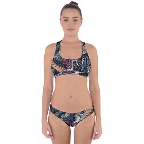 Dragon Snake Legend Japanese Mythology Cross Back Hipster Bikini Set from ArtsNow.com