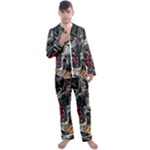 Dragon Snake Legend Japanese Mythology Men s Long Sleeve Satin Pajamas Set