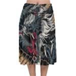 Dragon Snake Legend Japanese Mythology Velvet Flared Midi Skirt