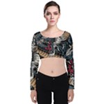 Dragon Snake Legend Japanese Mythology Velvet Long Sleeve Crop Top