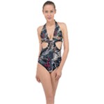 Dragon Snake Legend Japanese Mythology Halter Front Plunge Swimsuit