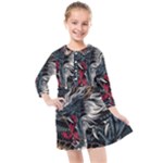 Dragon Snake Legend Japanese Mythology Kids  Quarter Sleeve Shirt Dress