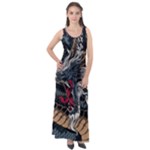 Dragon Snake Legend Japanese Mythology Sleeveless Velour Maxi Dress