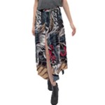 Dragon Snake Legend Japanese Mythology Velour Split Maxi Skirt