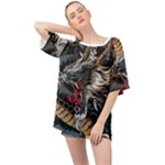 Dragon Snake Legend Japanese Mythology Oversized Chiffon Top