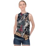 Dragon Snake Legend Japanese Mythology High Neck Satin Top