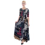 Dragon Snake Legend Japanese Mythology Half Sleeves Maxi Dress