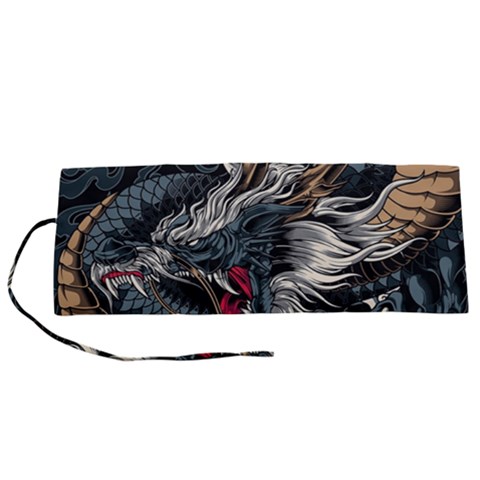 Dragon Snake Legend Japanese Mythology Roll Up Canvas Pencil Holder (S) from ArtsNow.com