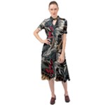 Dragon Snake Legend Japanese Mythology Keyhole Neckline Chiffon Dress