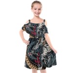 Dragon Snake Legend Japanese Mythology Kids  Cut Out Shoulders Chiffon Dress