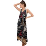 Dragon Snake Legend Japanese Mythology V-Neck Chiffon Maxi Dress