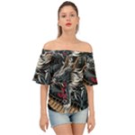 Dragon Snake Legend Japanese Mythology Off Shoulder Short Sleeve Top