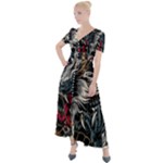 Dragon Snake Legend Japanese Mythology Button Up Short Sleeve Maxi Dress