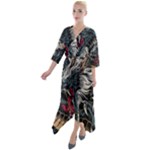 Dragon Snake Legend Japanese Mythology Quarter Sleeve Wrap Front Maxi Dress