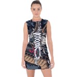 Dragon Snake Legend Japanese Mythology Lace Up Front Bodycon Dress