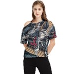 Dragon Snake Legend Japanese Mythology One Shoulder Cut Out T-Shirt