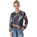 Dragon Snake Legend Japanese Mythology Kids  Long Sleeve T-Shirt with Frill 