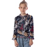 Dragon Snake Legend Japanese Mythology Kids  Frill Detail T-Shirt