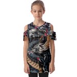 Dragon Snake Legend Japanese Mythology Fold Over Open Sleeve Top