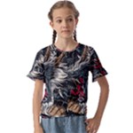 Dragon Snake Legend Japanese Mythology Kids  Cuff Sleeve Scrunch Bottom T-Shirt