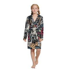 Dragon Snake Legend Japanese Mythology Kids  Long Sleeve Velvet Lounge Robe from ArtsNow.com