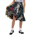 Dragon Snake Legend Japanese Mythology Kids  Ruffle Flared Wrap Midi Skirt