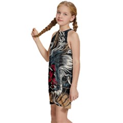 Kids  Halter Collar Waist Tie Chiffon Dress 