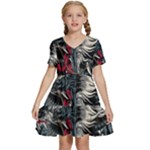 Dragon Snake Legend Japanese Mythology Kids  Short Sleeve Tiered Mini Dress