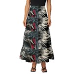 Dragon Snake Legend Japanese Mythology Tiered Ruffle Maxi Skirt