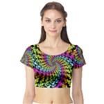 3d Grateful Dead 90 s Neon Dancing Bears Short Sleeve Crop Top