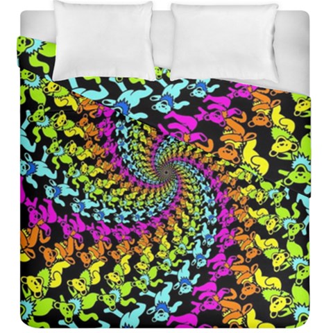 3d Grateful Dead 90 s Neon Dancing Bears Duvet Cover Double Side (King Size) from ArtsNow.com