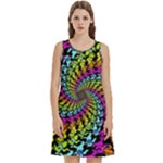 3d Grateful Dead 90 s Neon Dancing Bears Round Neck Sleeve Casual Dress With Pockets