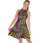 3d Grateful Dead 90 s Neon Dancing Bears Sleeveless Halter Neck A-Line Dress