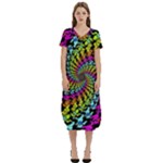 3d Grateful Dead 90 s Neon Dancing Bears T-Shirt Midi Dress With Pockets