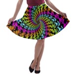 3d Grateful Dead 90 s Neon Dancing Bears A-line Skater Skirt