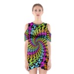 3d Grateful Dead 90 s Neon Dancing Bears Shoulder Cutout One Piece Dress