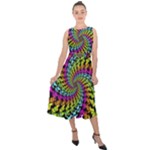 3d Grateful Dead 90 s Neon Dancing Bears Midi Tie-Back Chiffon Dress