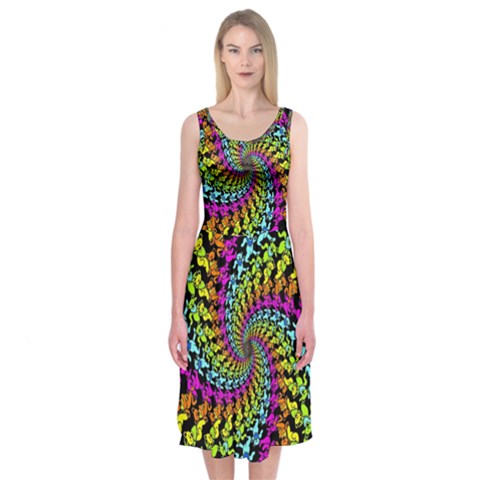 3d Grateful Dead 90 s Neon Dancing Bears Midi Sleeveless Dress from ArtsNow.com