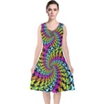 3d Grateful Dead 90 s Neon Dancing Bears V-Neck Midi Sleeveless Dress 